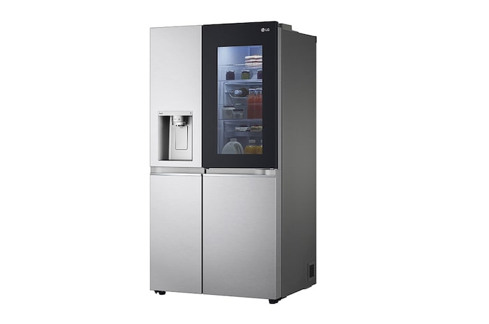 LG Side-by-Side mit InstaView Door-in-Door® | Craft Ice Kugeln | Eis-, Crushed Ice- und Wasserspender | 635 Liter Kapazität | Energieeffizienzklasse E | Festwasseranschluss | Brushed Steel | GSXV90BSDE, GSXV90BSDE