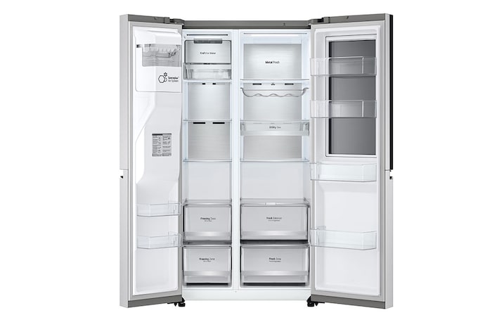 LG Side-by-Side mit InstaView Door-in-Door® | Craft Ice Kugeln | Eis-, Crushed Ice- und Wasserspender | 635 Liter Kapazität | Energieeffizienzklasse E | Festwasseranschluss | Brushed Steel | GSXV90BSDE, GSXV90BSDE
