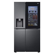 LG Side-by-Side mit InstaView Door-in-Door® | Eis-, Crushed Ice- und Wasserspender | 635 Liter Kapazität | Energieeffizienzklasse E | Festwasseranschluss | Matte Black Steel | GSXV90MCAE, GSXV90MCAE