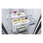 LG Side-by-Side mit InstaView Door-in-Door® | Eis-, Crushed Ice- und Wasserspender | 635 Liter Kapazität | Energieeffizienzklasse E | Festwasseranschluss | Matte Black Steel | GSXV90MCAE, GSXV90MCAE