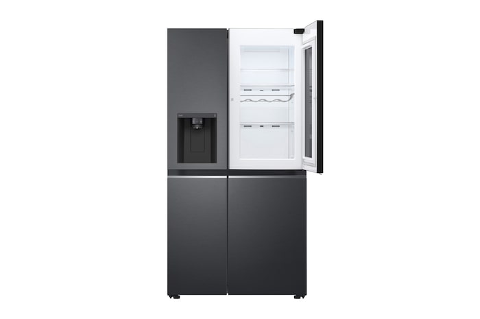 LG Side-by-Side mit InstaView Door-in-Door®  | Eis-, Crushed Ice- und Wasserspender | 635 Liter Kapazität | Energieeffizienzklasse E | Interner Wassertank 4L | Matte Black | GSXV91MCLE, GSXV91MCLE