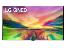 Auf dem Display eines QNED80 ist ein Aquarellbild mit sich ausbreitender pinker und grüner Farbe zu sehen.