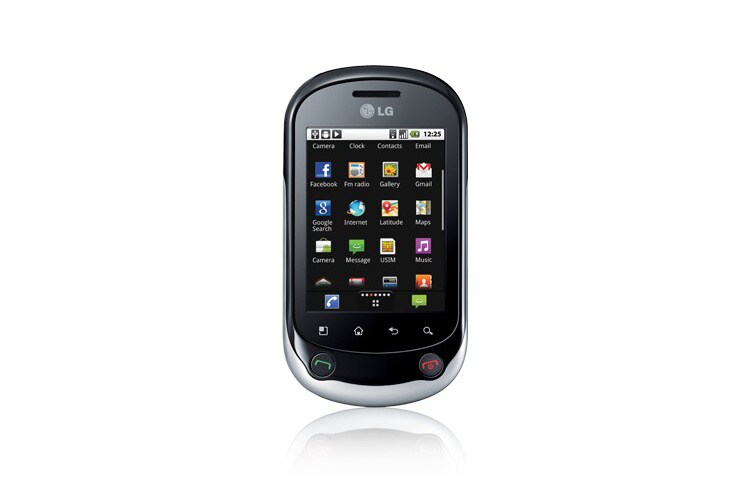 Vorderseite von OPTIMUS CHAT Android-Slider mit 2,8 Zoll Full-Touchscreen, Wi-Fi und 3 MP Kamera C550