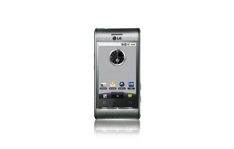 Vorderseite von 
 LG Smartphone mit Android-Betriebssystem GT540 silver