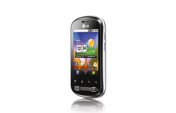 LG OPTIMUS ME Einsteiger-Smartphone mit hochwertigem 2,8 Zoll Display, MP3 Player, Kopfhöreranschluss und erweiterbarem Speicher, P350
