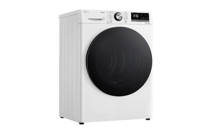 LG Trockner mit Dual Inverter Wärmepumpentechnologie & Sicherheitsglastür | Automatisch selbstreinigender Kondensator | 8 kg Fassungsvermögen | Wi-Fi-Funktion | EEK A+++ | RT80V9W, RT80V9W