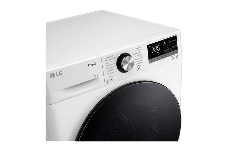 LG Trockner mit Dual Inverter Wärmepumpentechnologie & Sicherheitsglastür | Automatisch selbstreinigender Kondensator | 8 kg Fassungsvermögen | Wi-Fi-Funktion | EEK A+++ | RT80V9W, RT80V9W