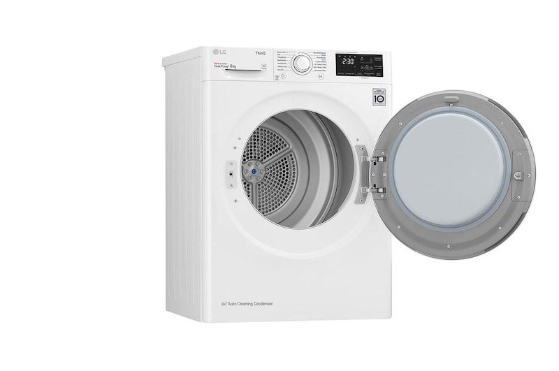 LG Trockner mit Dual Inverter Wärmepumpentechnologie und autoreinigendem Kondensator bis zu 8 kg Fassungsvermögen, Energieeffizienzklasse A+++, RT8DIHP