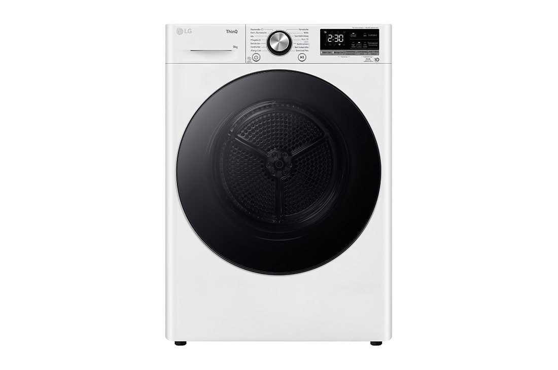 LG Trockner mit Dual Inverter Wärmepumpentechnologie & Sicherheitsglastür | Automatisch selbstreinigender Kondensator | 9 kg Fassungsvermögen | Wi-Fi-Funktion | EEK A+++ | RT90V9W, RT90V9W