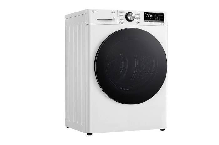 LG Trockner mit Dual Inverter Wärmepumpentechnologie & Sicherheitsglastür | Automatisch selbstreinigender Kondensator | 9 kg Fassungsvermögen | Wi-Fi-Funktion | EEK A+++ | RT90V9W, RT90V9W