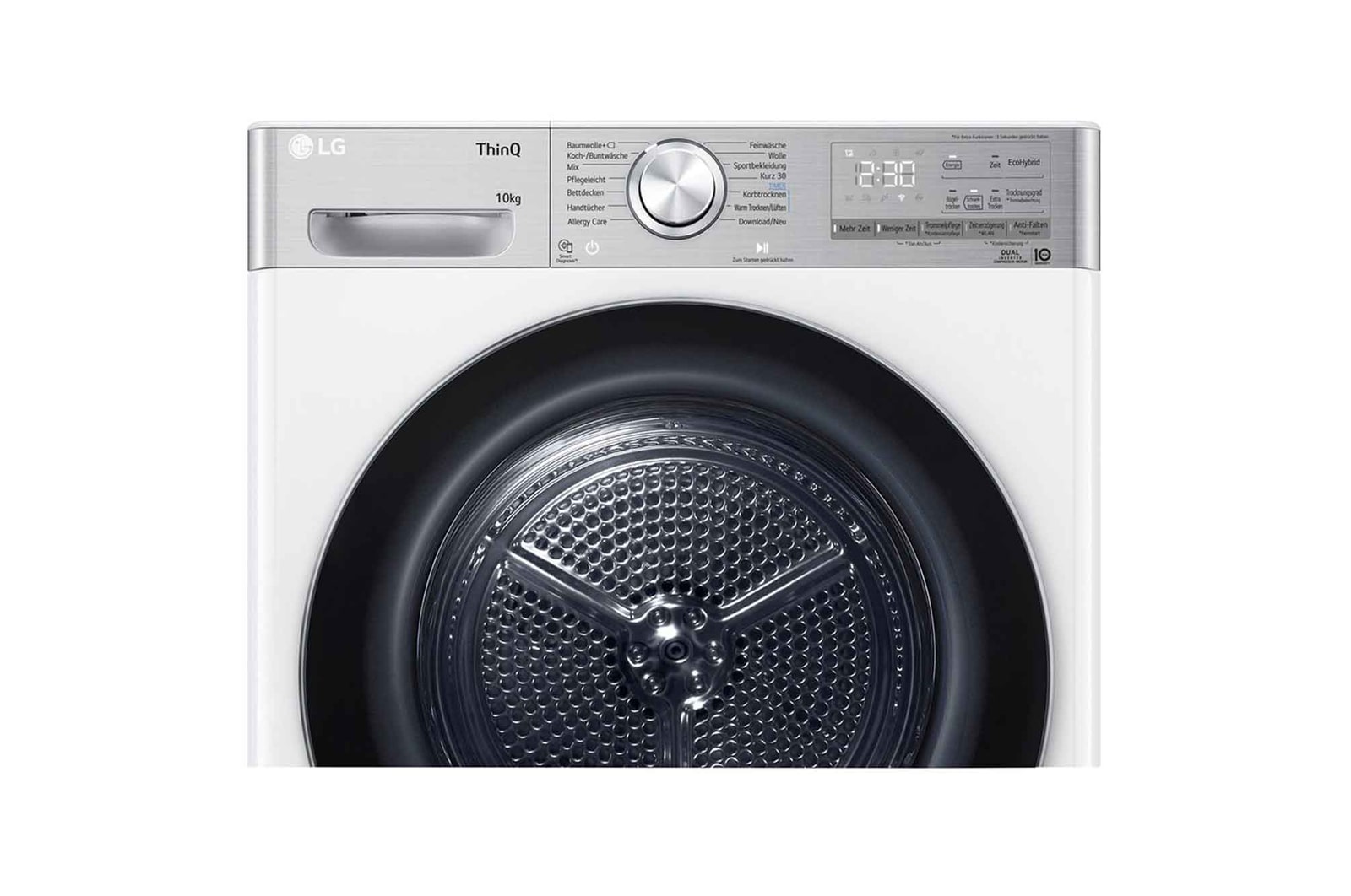 LG Trockner Weiß (C, 10 kg) mit Dual Inverter Wärmepumpentechnologie & selbstreinigendem Kondensator I V9A2XT, V9A2XT