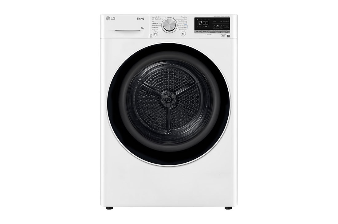 LG Trockner mit Dual Inverter Wärmepumpentechnologie & Sicherheitsglastür | Automatisch selbstreinigender Kondensator | 9 kg Fassungsvermögen | Wi-Fi-Funktion | Energieeffizienzklasse A+++, V9R09TC