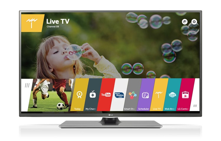 Vorderseite von webOS TV von LG mit einer Bildschirmdiagonale von 42&#34;, Metallic Design, webOS 2.0 und Virtual Surround Sound 42LF652V
