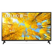 Vorderansicht des LG UHD TV mit eingefügtem Bild und Produktlogo