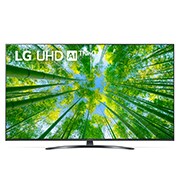 Vorderansicht des LG UHD TV mit eingefügtem Bild und Produktlogo