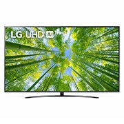 Vorderansicht des LG UHD TV mit eingefügtem Bild und Produktlogo