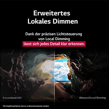 Ein Mädchen und ein Hund sitzen vor einem LG QNED TV, der an einer Wand montiert ist und drei Elefanten zeigt, die über einer LG Soundbar nach außen laufen. Der Titel spricht davon, dass jede Aktion auf einer großen Leinwand noch spannender ist.