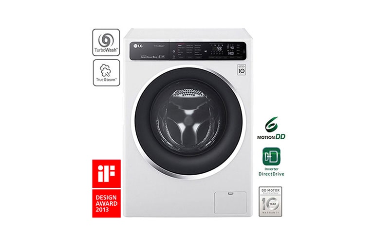Vorderseite von Waschmaschine mit 6 Motion Direct Drive™, 8 kg Fassungsvermögen, Turbowash™ und True Steam™ F14U1TBS2H