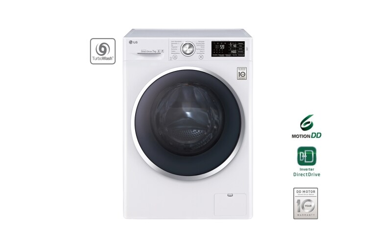 Vorderseite von Waschmaschine mit TurboWash™, 7 kg Fassungsvermögen und Tag On NFC Funktion F14U2QCN2H