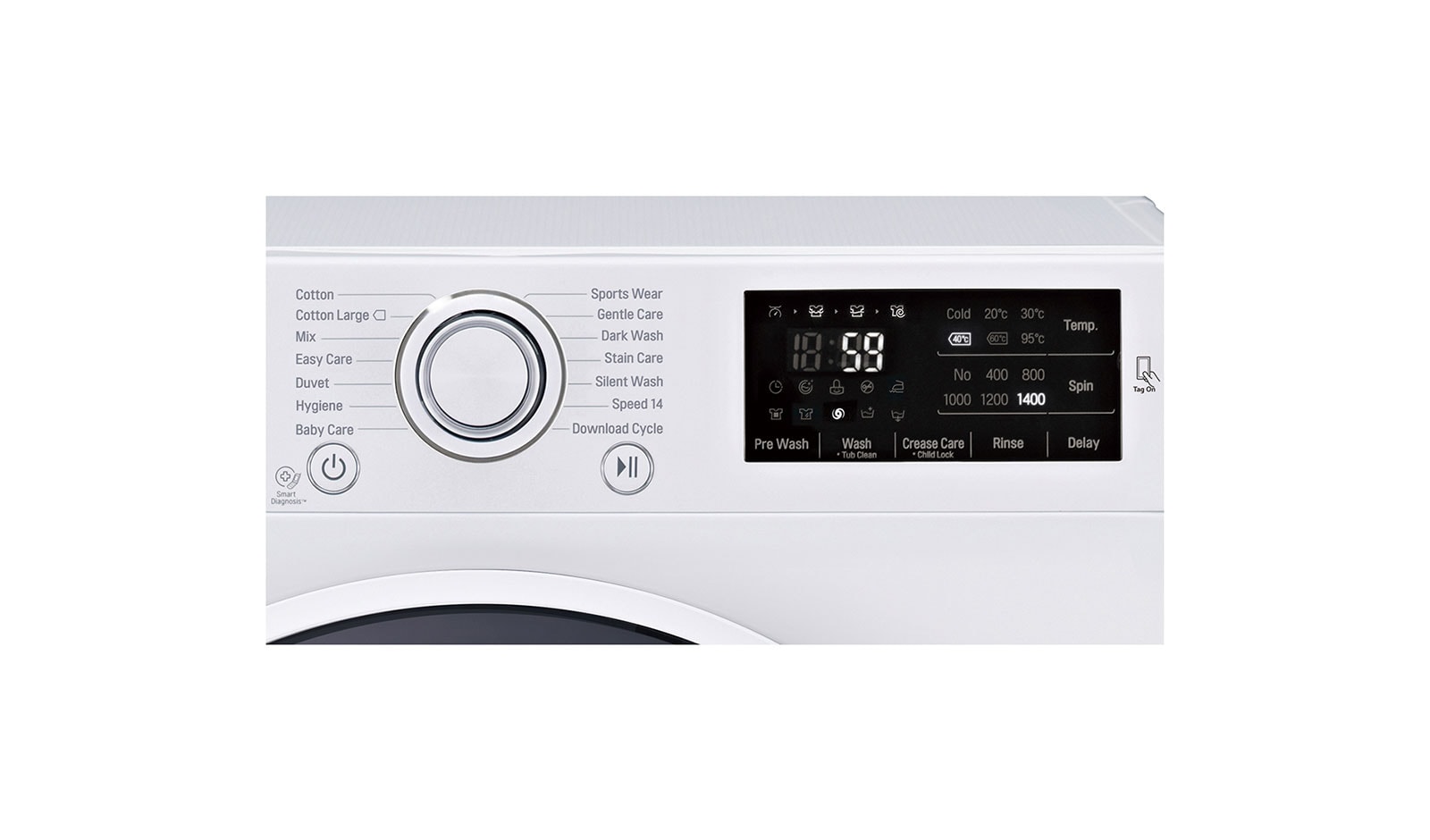 LG Waschmaschine mit 6 Motion Direct Drive™, 9 kg Fassungsvermögen und TurboWash™, F14U2VDN1H