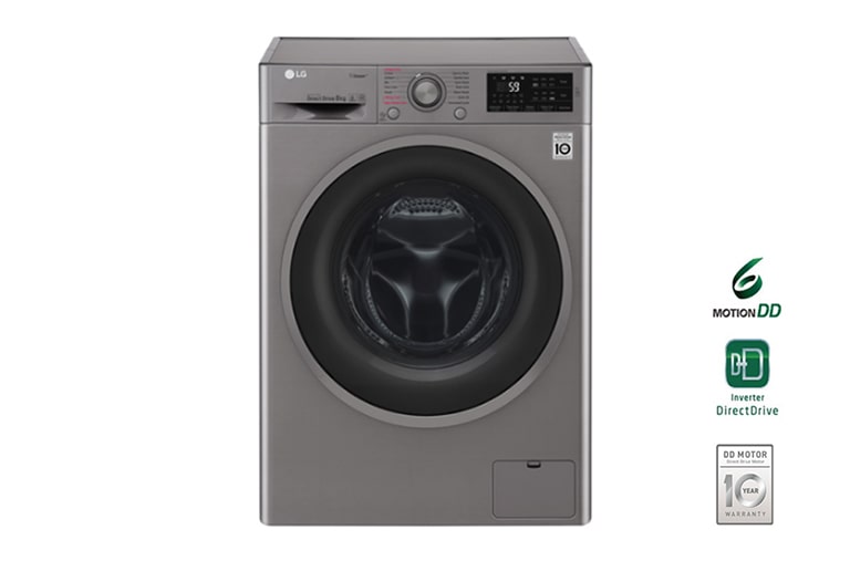 Vorderseite von Waschmaschine in Stone Silver mit NFC Funktion, 8 kg Fassungsvermögen F14WM8TN4