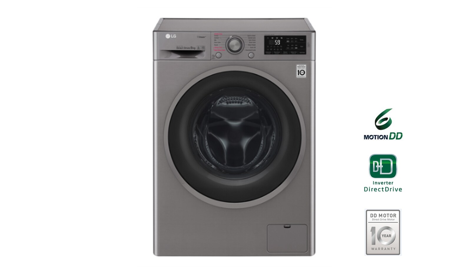 Vorderseite von Waschmaschine in Stone Silver mit NFC Funktion, 8 kg Fassungsvermögen F14WM8TN4