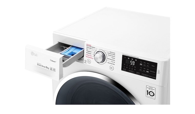 LG Waschmaschine mit 9 kg Fassungsvermögen, Steam™ und Inverter Direct Drive™, F14WM9KG