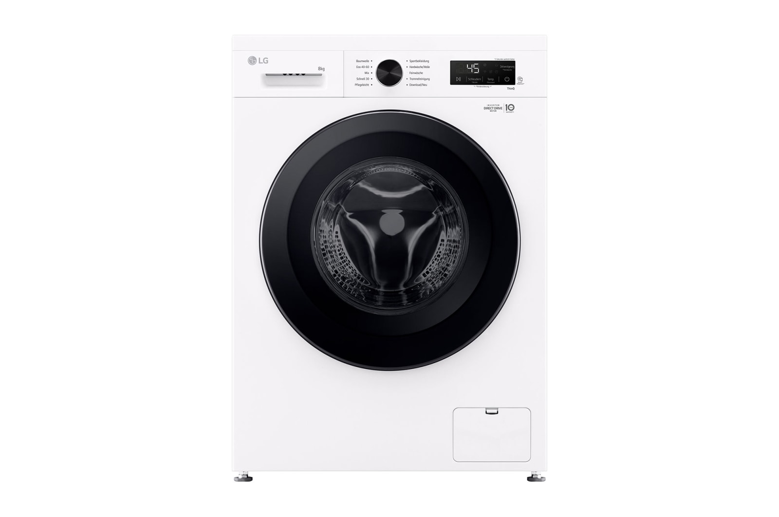 LG Waschmaschine Essence White (8 kg, 1.350 U./Min., EEK A) mit schwarzem Bullaugenring | F4WB3085, F4WB3085
