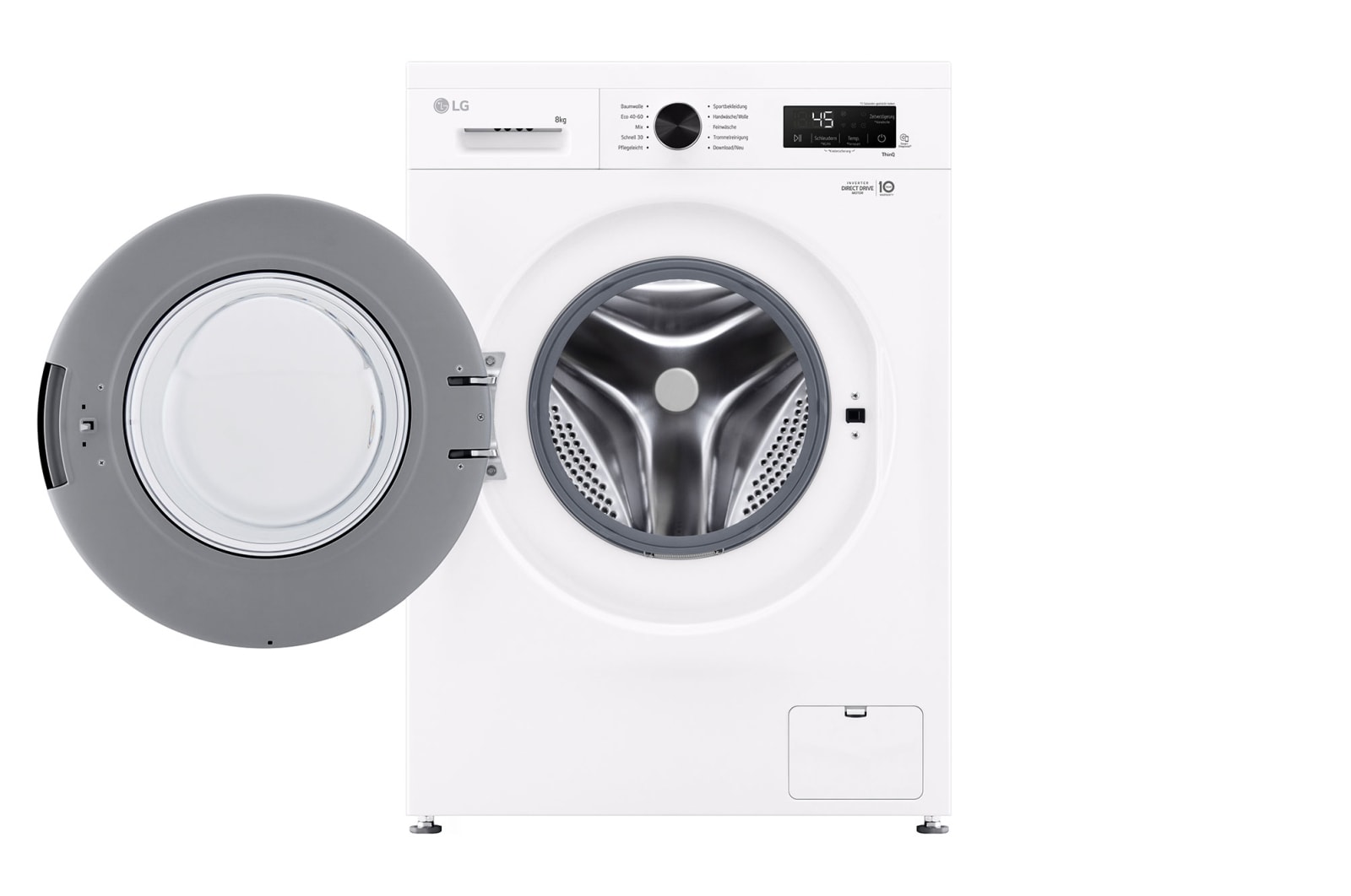 LG Waschmaschine Essence White (8 kg, 1.350 U./Min., EEK A) mit schwarzem Bullaugenring | F4WB3085, F4WB3085