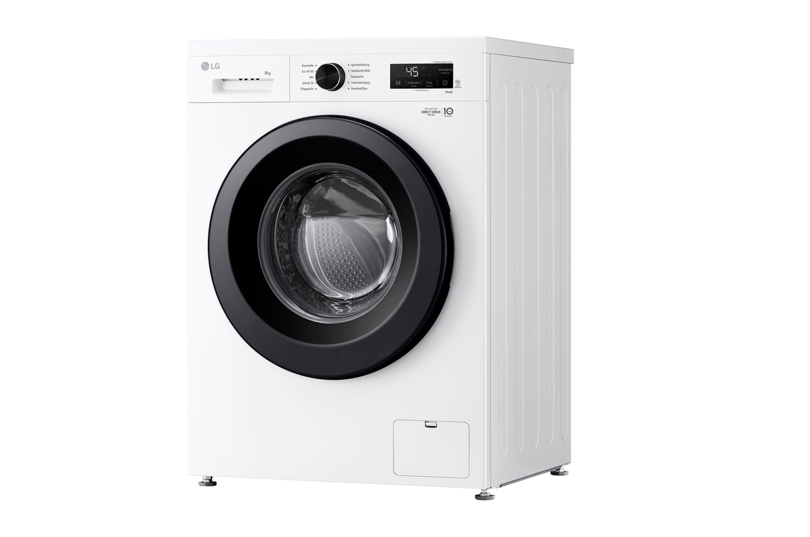 LG Waschmaschine Essence White (8 kg, 1.350 U./Min., EEK A) mit schwarzem Bullaugenring | F4WB3085, F4WB3085