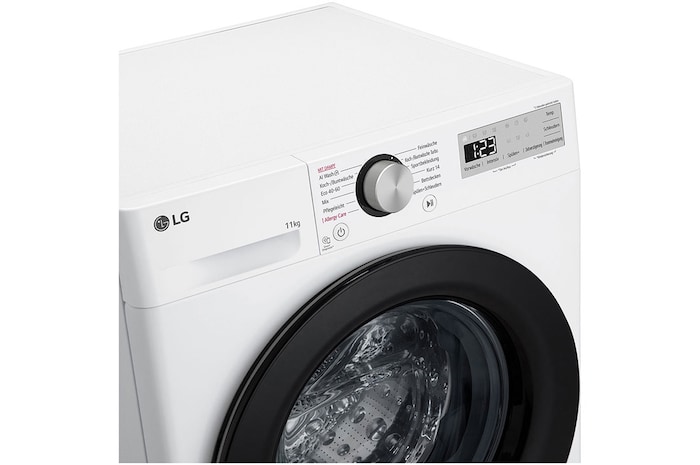 LG Waschmaschine mit 11 kg Kapazität | EEK A | 1.400 U./Min. | Weiss mit schwarzem Bullaugenring | F4WR4911P, F4WR4911P