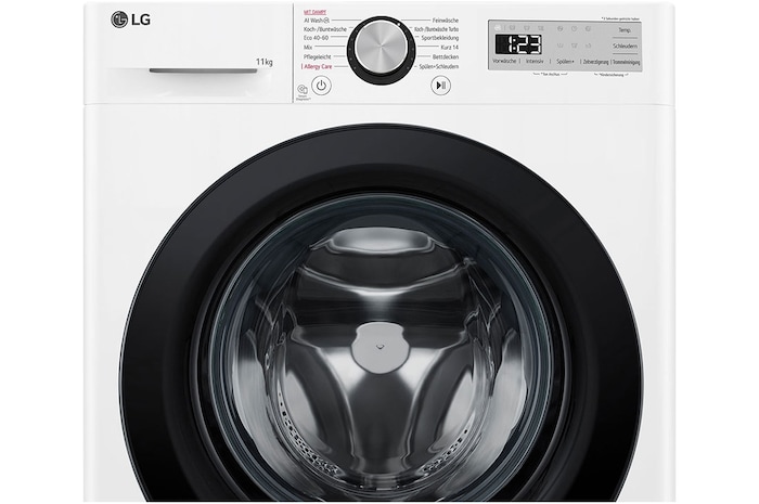 LG Waschmaschine mit 11 kg Kapazität | EEK A | 1.400 U./Min. | Weiss mit schwarzem Bullaugenring | F4WR4911P, F4WR4911P