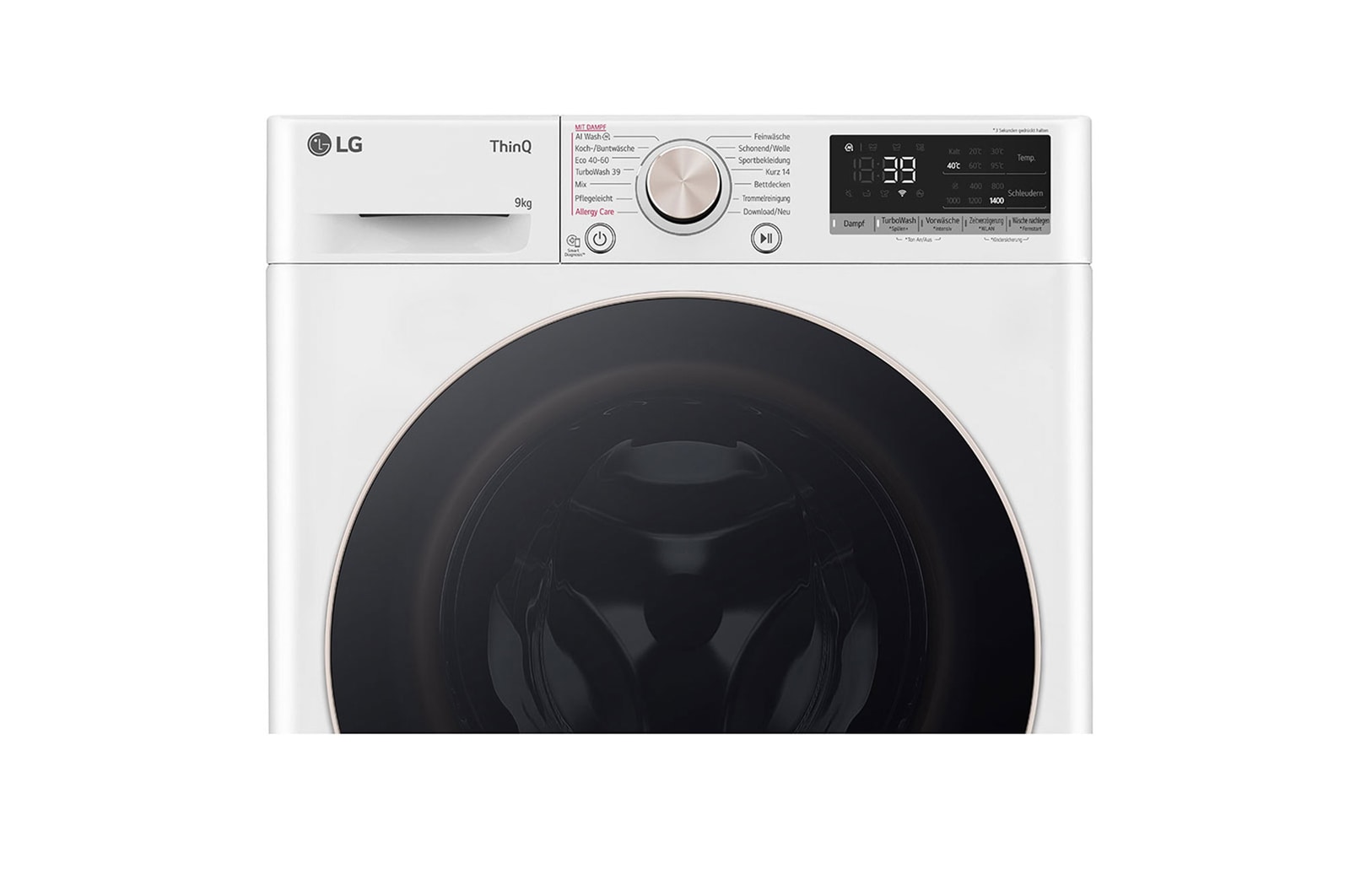 LG Waschmaschine Weiss (A-10%*, 9 kg, 1.360 U./Min.) mit AI DD® & TurboWash®360° | F4WR709G, F4WR709G