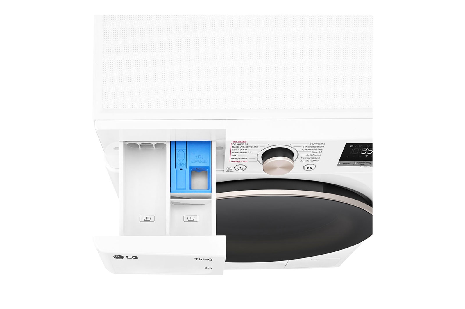 LG Waschmaschine Weiss (A-10%*, 9 kg, 1.360 U./Min.) mit AI DD® & TurboWash®360° | F4WR709G, F4WR709G