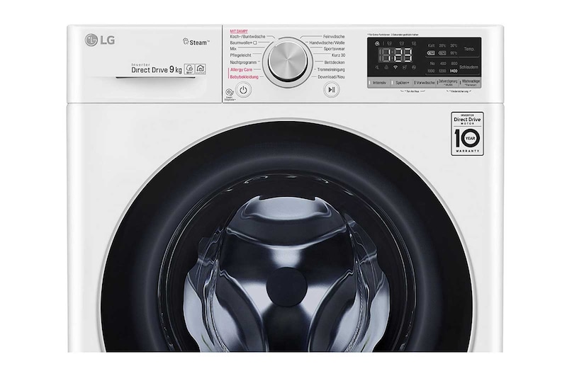 LG Waschmaschine mit 9kg Fassungsvermögen, AI DD™ und Steam, F4WV409S1