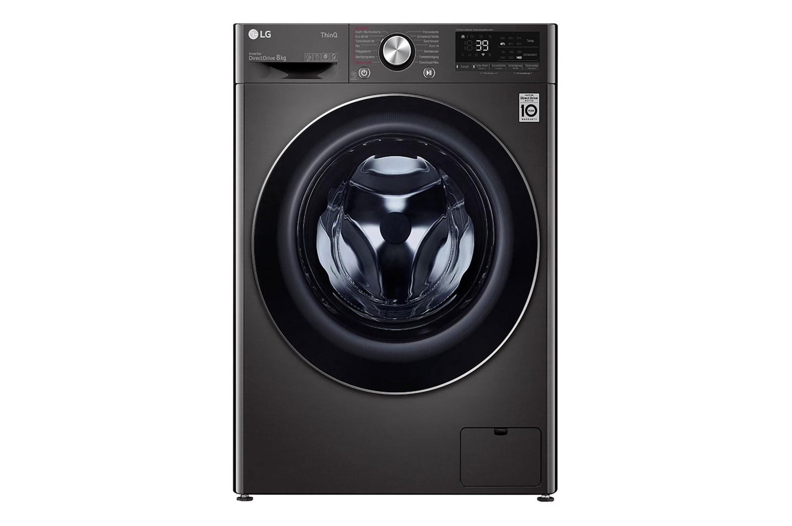 Vorderseite von Waschmaschine Metallic Black Steel (A, 8 kg, 1.360 U./Min.) mit AI DD® & TurboWash®360° | F4WV708P2BA F4WV708P2BA