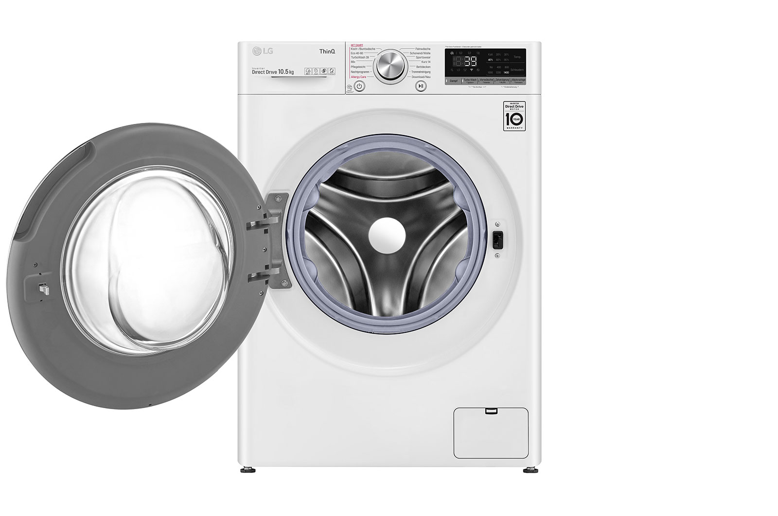 LG Waschmaschine mit AI DD® | 10,5 kg | Energieeffizienzklasse A | 1.400 U./Min. | Steam | TurboWash® 360° | Wi-Fi-Funktion, F4WV710P1E