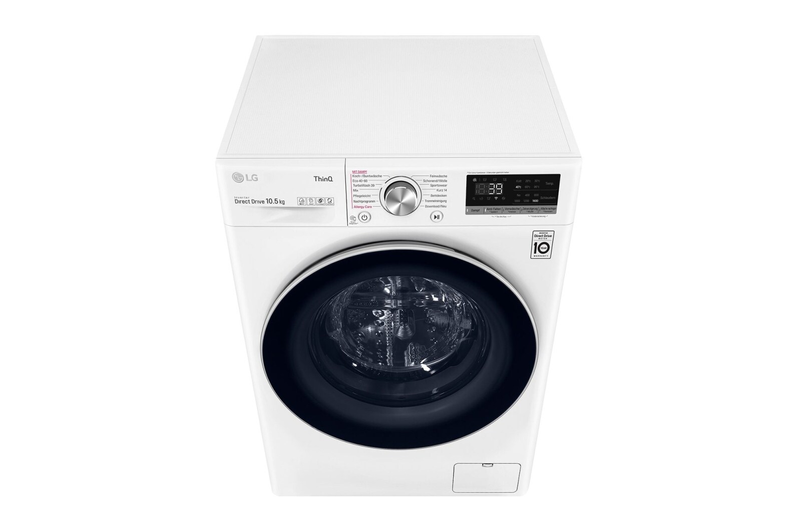 LG Waschmaschine | 10.5 kg | Energieeffizienzklasse A | AI DD™ | Steam™ | TurboWash™ | Aqualock | Neue Wohlfühl-Trommel, F6WV710P1