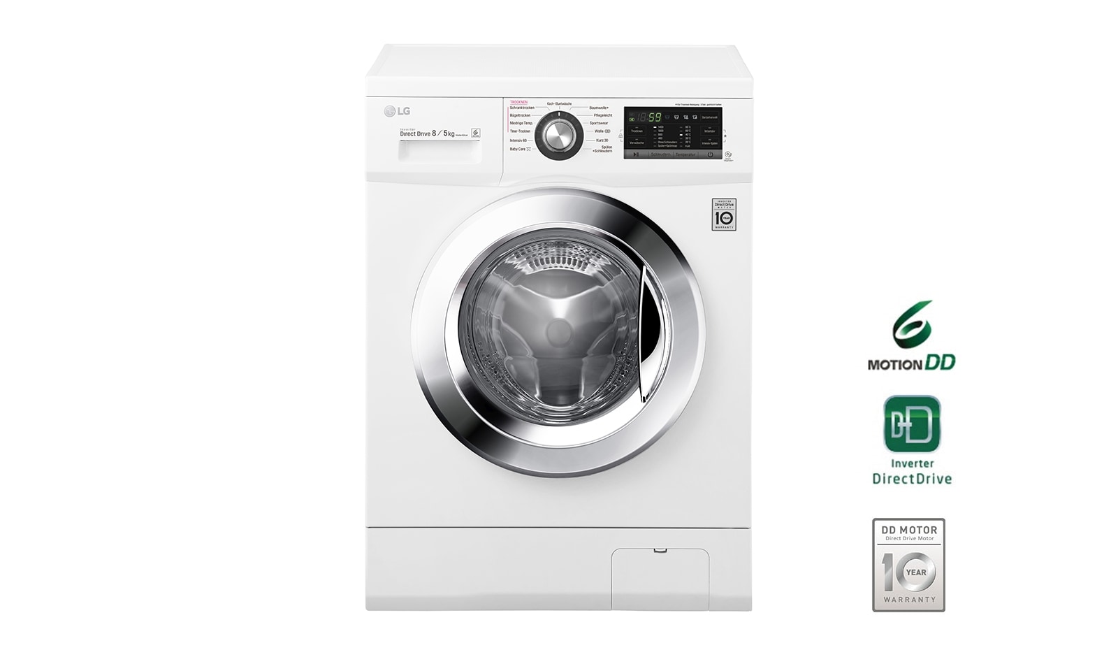 Vorderseite von Waschtrockner mit 6 Motion DirectDrive™-Technologie. 8 kg Waschen / 5 kg Trocknen F14G6TDM2NH