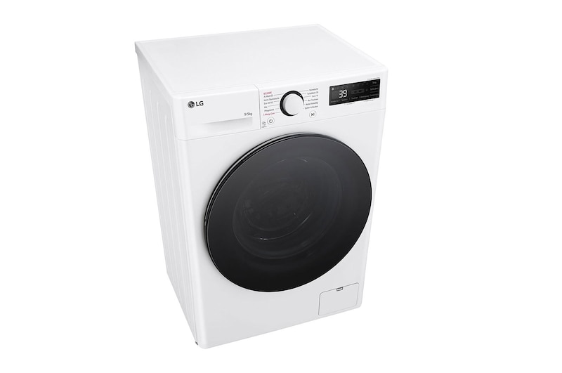 LG Waschtrockner mit 1.200 U./Min. | EEK A/E | 9 kg Waschen | 5 kg Trocknen | Weiss mit schwarzem Bullaugenring | V5WD95SLIM, V5WD95SLIM