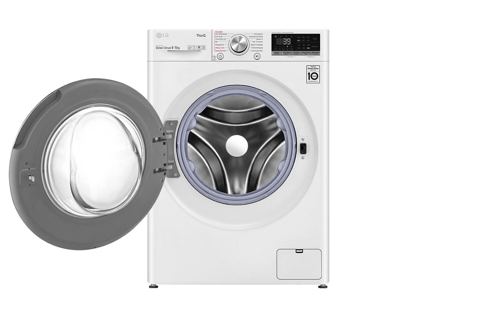 LG Waschtrockner mit AI DD™ | 9 kg Waschen | 6 kg Trocknen | 1400 U/Min | Steam | TurboWash™ 360° | Neue Wohlfühl-Trommel | Wi-Fi-Funktion, V7WD96H1A