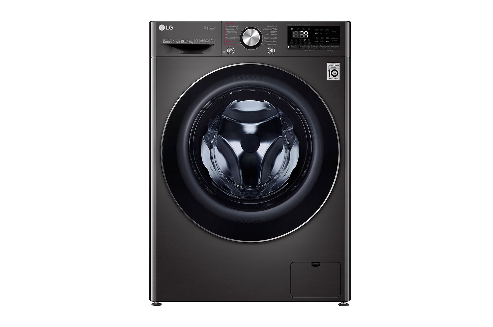 Vorderseite von Waschtrockner | 10,5kg Waschen/ 7kg Trocknen | A | AI Direct Drive™ | Steam&#43;™ | TurboWash 360° V9WD107H2S