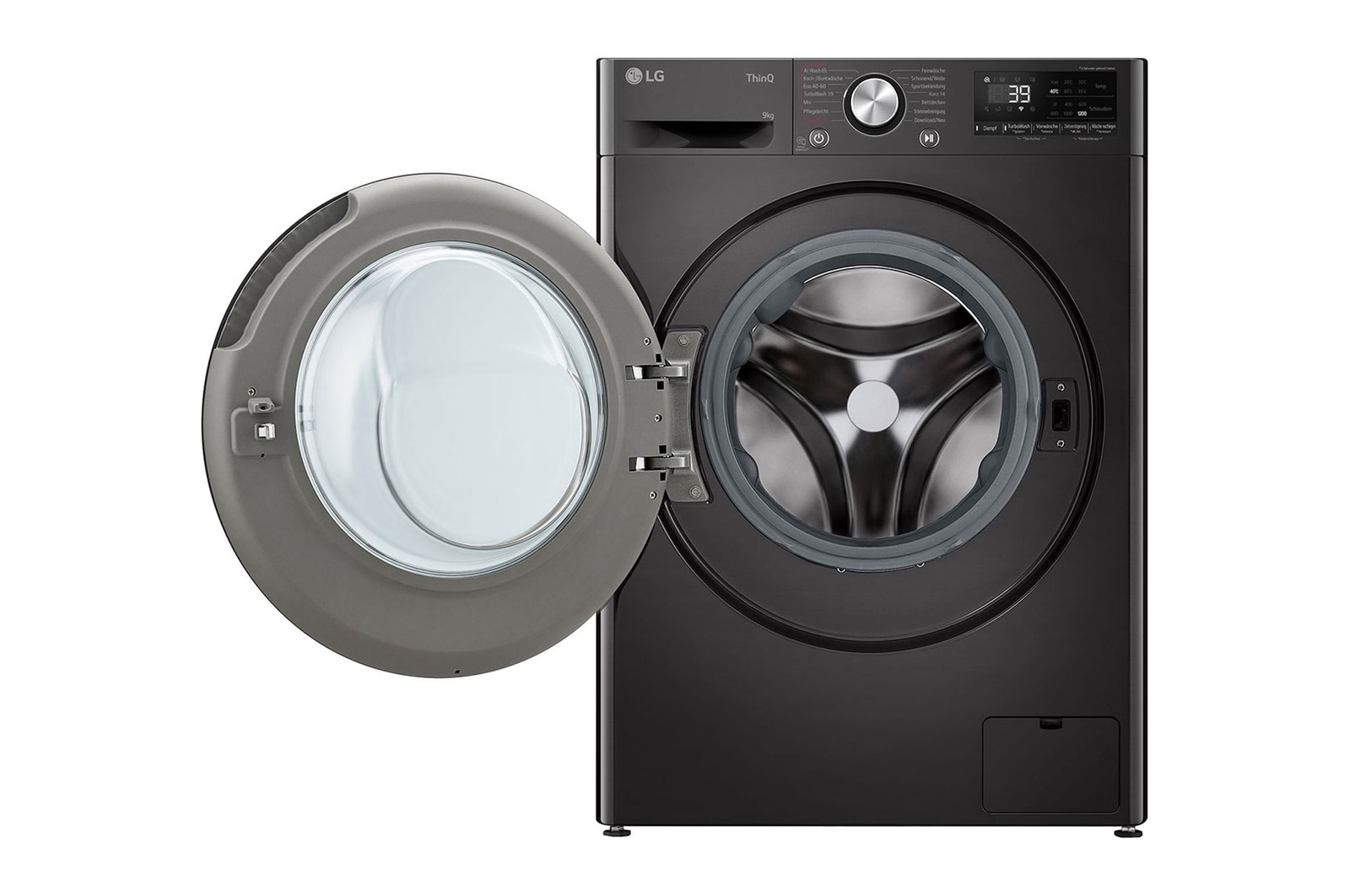 LG Waschmaschine Schwarz Slim Fit (A-10%*, 9 kg, 1.160 U./Min.) mit AI DD® & TurboWash®360° | F2V7SLIM9B, F2V7SLIM9B