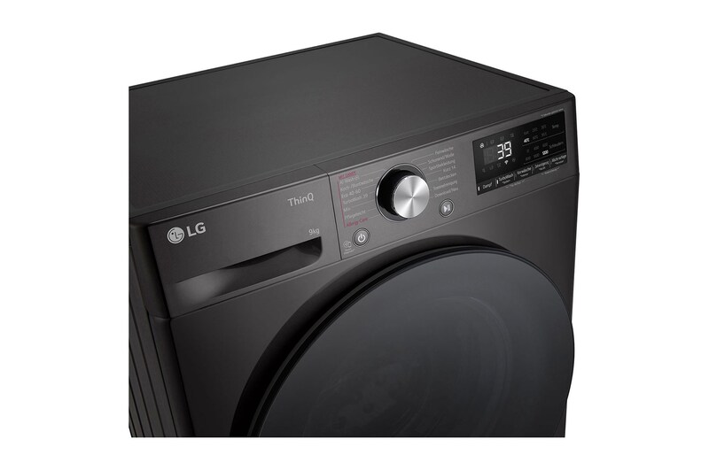 LG Waschmaschine Schwarz Slim Fit (A-10%*, 9 kg, 1.160 U./Min.) mit AI DD® & TurboWash®360° | F2V7SLIM9B, F2V7SLIM9B
