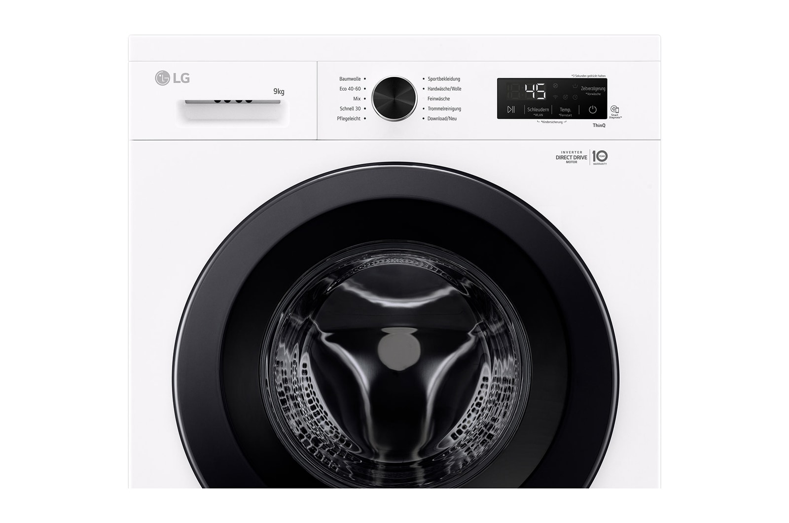 LG Waschmaschine Essence White (A, 9 kg, 1.310 U./Min.) Unterbaufähig mit Steam & Inverter Direct Drive® | F4WB3095, F4WB3095