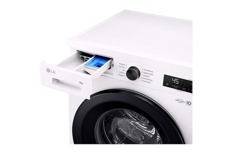 LG Waschmaschine Essence White (A, 9 kg, 1.310 U./Min.) Unterbaufähig mit Steam & Inverter Direct Drive® | F4WB3095, F4WB3095