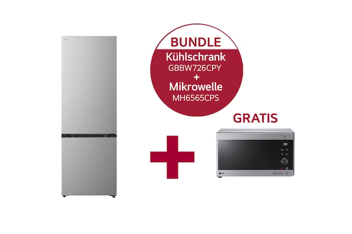 LG Vollintegrierbare Kühl-Gefrierkombination (C, 465L, 203cm hoch, 69,7cm breit) mit 191 kWh/Jahr Smart Inverter® Kompressor | GBBW726CPY + Mikrowelle mit Smart Inverter Technologie, Quarz Grill und 25 Liter Kapazität und I-Wave Technologie, GBBW726CPY.CPSCH