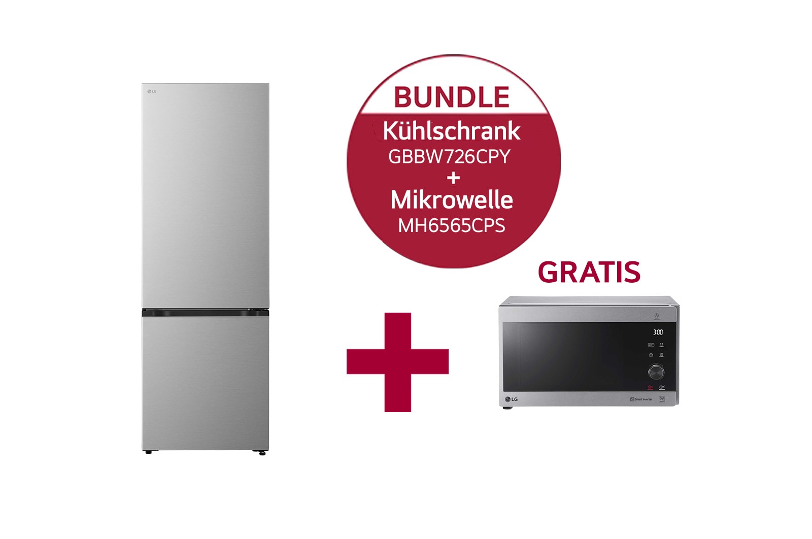 Vorderseite von Vollintegrierbare Kühl-Gefrierkombination (C, 465L, 203cm hoch, 69,7cm breit) mit 191 kWh/Jahr Smart Inverter® Kompressor | GBBW726CPY + Mikrowelle mit Smart Inverter Technologie, Quarz Grill und 25 Liter Kapazität und I-Wave Technologie GBBW726CPY.CPSCH