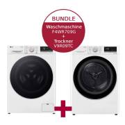 Vorderseite von Waschmaschine Weiss (A-10%*, 9 kg, 1.360 U./Min.) mit AI DD® & TurboWash®360°+Trockner mit Dual Inverter Wärmepumpentechnologie & Sicherheitsglastür F4WR709G.V9R09CH