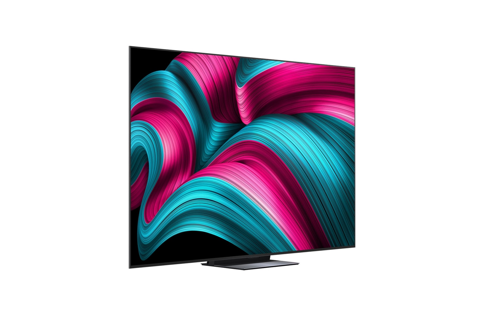 Vue légèrement inclinée de la Smart TV LG OLED evo AI C5 4K.